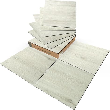 Lot de 30 dalles de sol autocollantes en PVC  Pour bricolage,Aspect bois,Pour cuisine,salle à manger,chambre à coucher,En chêne blanchi,2,7 m² (1/5)