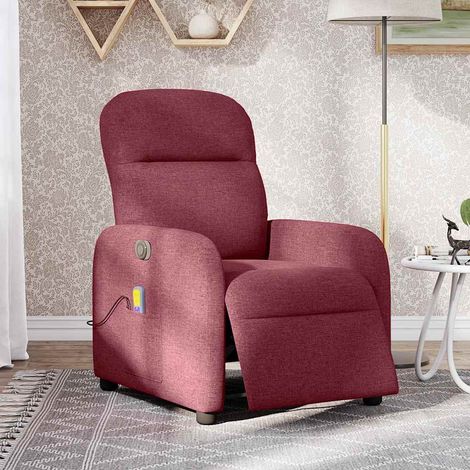 Maison Exclusive - Poltrona Massaggiante Reclinabile Elettrica Rosso Vino Tessuto