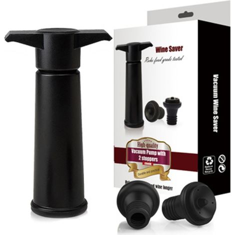 Bouchon Sous Vide - Pompe À Vide Pour Bouteille De Vin - Conservation Du Vin Après Ouverture - 1 Pompe + 2 Bouchons (1/5)