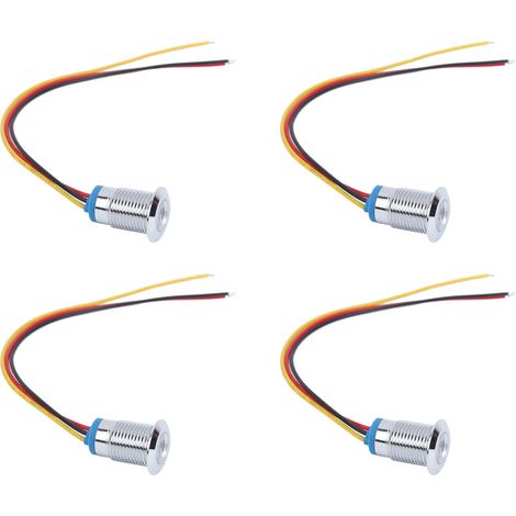 4 Sets vorverdrahtete runde LEDs, wasserdicht, 2-farbige Kontrollleuchten, gemeinsame Kathode, 12 mm, 3-6 V (rot und gelb) (1/5)