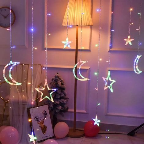 Guirlande lumineuse LED multicolore pour le Ramadan, 3,5 m, motif étoiles et lune (1/5)