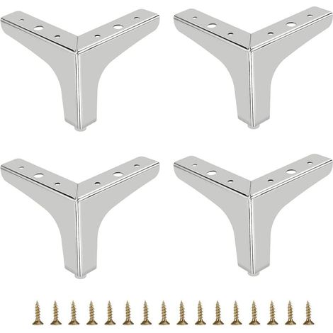 10 cm Metall-Sofabeine, 4 Stück, moderne Möbelbeine, Sofa-Schrankbeine, Möbelerhöhungsfüße, Ersatzbeine für TV-Ständer, Couch, Schrank, Silber (1/4)