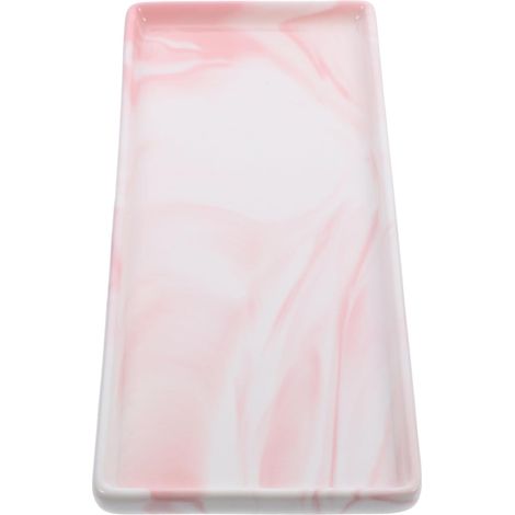 Plateau de Salle de Bain en Céramique Surface Lisse, Facile à Nettoyer, pour Cosmétiques et Clés Près du Lavabo ou Réservoir de Toilettes'-'- (1/5)