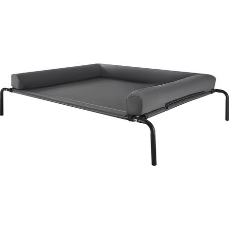 Lit Surélevé pour Chiens Chats, Lit de Camp pour Animaux de Compagnie avec Oreiller Lavable, Panier Chiens Rafraîchissant avec Cadre en Acier et Maille Respirante, Intérieur Extérieur, XL, Gris (1/5)