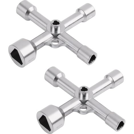 2 PCS Cle Triangle,Cle Triangulaire 5 Tailles 7 Mm/10 Mm/12 Mm/13 Mm/18 Mm, Outil Multifonction Pour electricite, Gaz, Eau, Compteurs Et Armoires, Cle Triangle Et Carre (1/5)