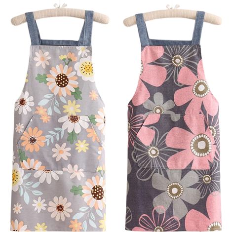 Tablier pour femme avec poches, tablier de chef fleuri ajustable et imperméable, idéal pour la cuisine, le jardinage, la préparation de repas, les barbecues ou la pâtisserie. (1/5)