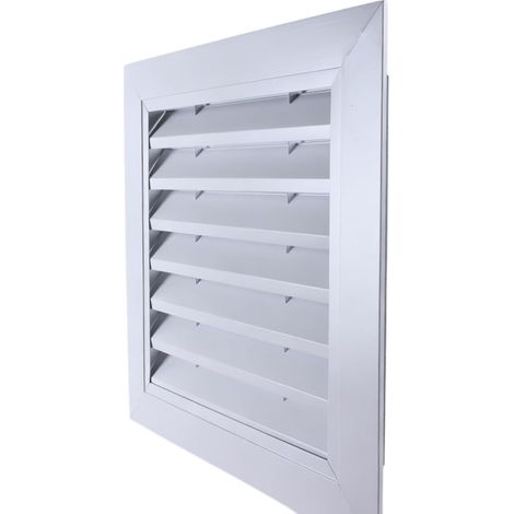 300 x 300mm Square Aluminum Louvered Air Vent Grille for Exterior Wall, Side Wall, Door or Bathroom (White) (1/5)