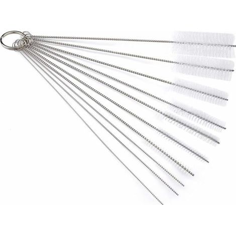 10 Pièces Tube Brosse de Nettoyage, Goupillon Nettoyage pour Bouteille en Verre Tuyau, Brosses de Nettoyage pour Bébé Biberon Paille e Bouilloire Clavier(Blanc)