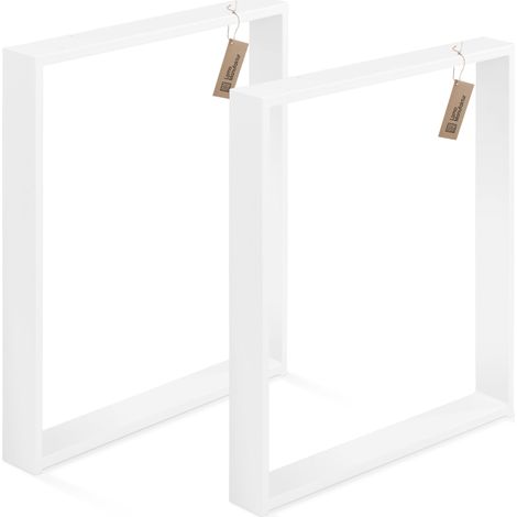LAMO Manufaktur Tischbeine für Schreibtisch Esstisch, Simple Massive, Vierkantprofil 80x20 mm, Tischgestell 100x72 cm (BxH), Weiß, 2 Stück, LTS-01-C-HH-9016