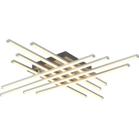Plafoniera a LED, lampada da soffitto regolabile, metallo nichelato, opalina, L 71 cm (1/5)