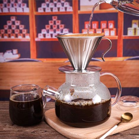 Filtre à café en acier inoxydable 304, entonnoir goutte à goutte pour verseuse (grand format) (1/4)