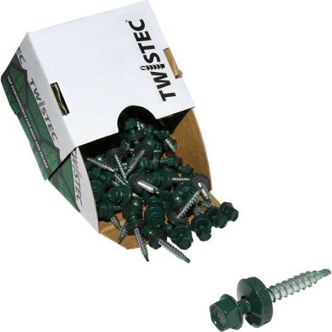 Twistec® Colorhead 4,8X35 moosgrün, für 451M8P 100St./Pck 292PVZ48X356005 Trapezblechschrauben