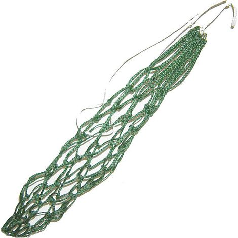 Einzigartig, Grün 07: Dickes Nylon-Heunetz mit Metallringen gestrickt 13x13 cm