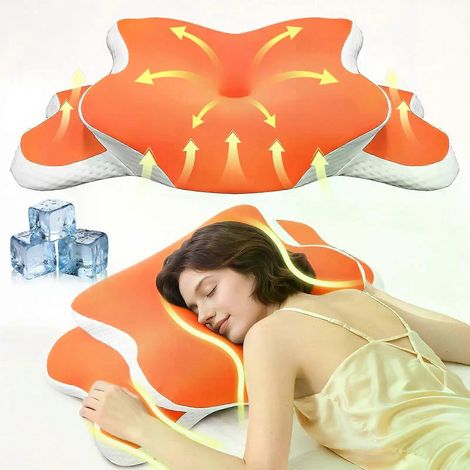 Kissen Orange Memory Foam Nackenstützkissen Nackenkontur Ergonomische orthopädische Nackenstütze Seiten- und Rückenschläfer Weihnachtsgeschenk (1/4)