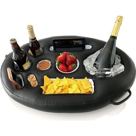 Plateau de bar de glace gonflable de l'eau de PVC sur l'eau boisson gonflable tasse porte - gobelet de boisson de partie, 71x50cm,de (1/4)