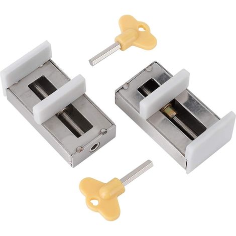 Lot de 2 verrous de sécurité pour cadre de porte en alliage d'aluminium avec clé, verrous réglables pour double fenêtre coulissante