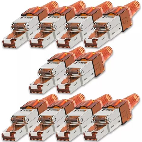 Connecteurs Rj45 Cat 7 Sans Outil - Boîtier Métallique - Compatible Câbles 6 0 À 9 5 Mm - Pour Câblage Réseau Gigabit - Lot De 10 (1/5)