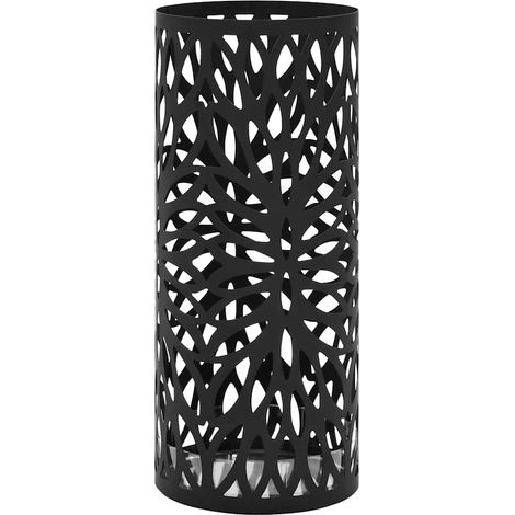 vidaXL Paragüero diseño de hojas acero negro (1/4)