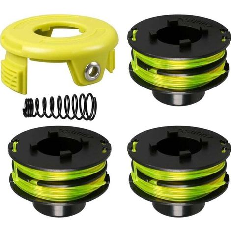 Ersatz-Trimmerfadenspule für Ryobi RAC118 RLT3525S, 1,2 mm x 8,4 m mit Abdeckung und Feder (3+1+1) - Crezuo