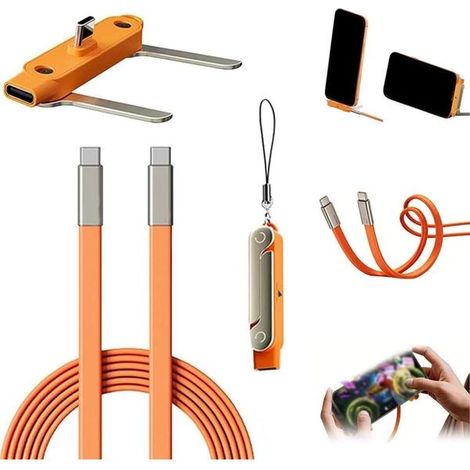 Chargeur ultra-rapide 240 W avec support rotatif à 360°, porte-câble de voyage, support pour téléphone portable, câbles créatifs, bureau, voiture et voyage, téléphone portable (1/5)