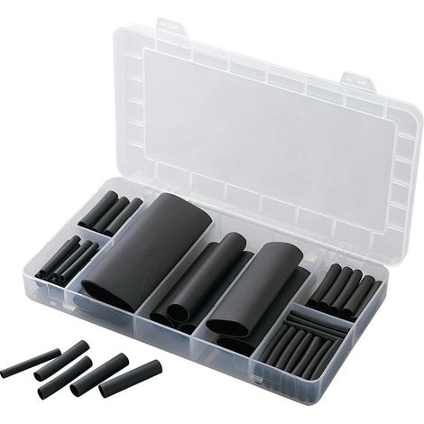 TRU COMPONENTS 1566305 Schrumpfschlauchsortiment Schwarz   Schrumpfrate:3:1 52 Teile