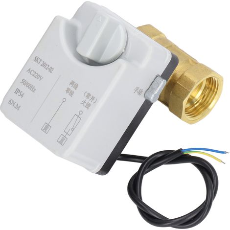 Vanne à boisseau motorisée DN25 en laiton, 2 voies, 2 fils, normalement ouverte, électrique AC220V (1/5)