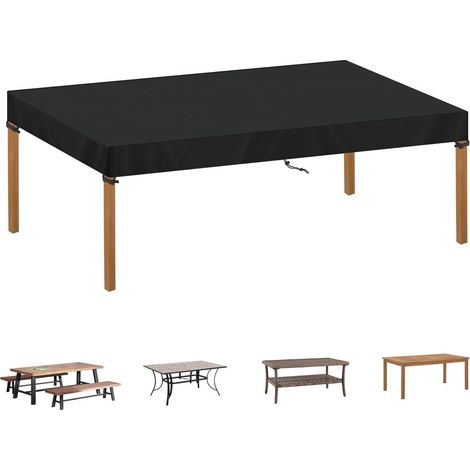 Abdeckhaube Gartentisch 220x100cm wasserdicht 420D Oxford UV-beständig schwarz (1/5)