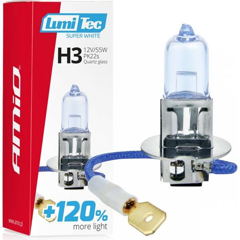 Lampadina alogena H3 12V 55W LumiTec Super White +120% amio-02136 (1/3)