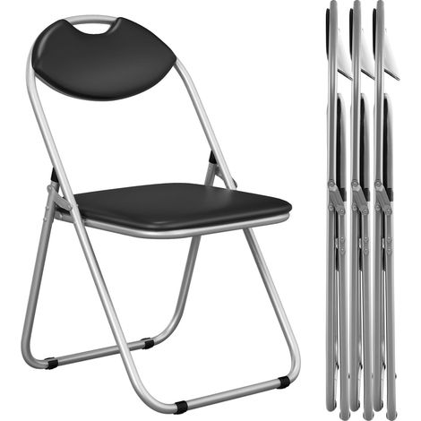 COSTWAY Set di 4 Sedie Pieghevoli Imbottite e Struttura in Metallo, Sedie da Pranzo Salvaspazio con Antiscivoli, Sedie Sala Riunione per Interno ed Esterno, 47 cm x 46 cm x 80 cm (Nero) (1/5)