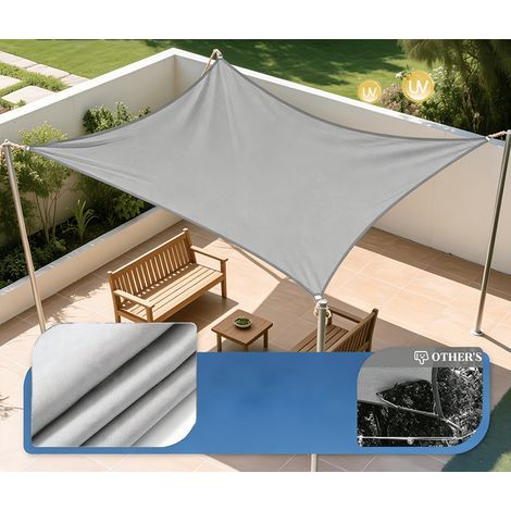 Voile d'ombrage d'extérieur, Tissu d'auvent étanche, Accessoires d'ombrage — Idéal pour balcons et abris de voiture (Beige, 4x4 m) (1/5)
