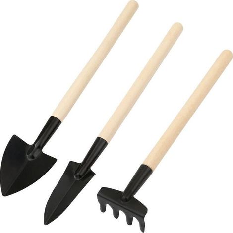 Ensemble de 3 mini outils de jardinage, pelle multifonctionnelle, râteau, pelle (1/3)