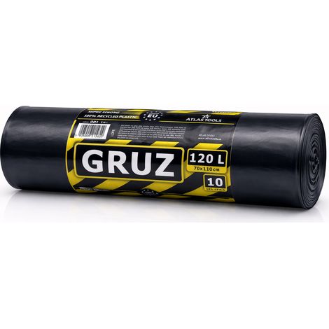 Bolsas de herramientas Atlas para escombros de construcción, súper resistentes y duraderas, grandes, 70x110cm, 120L, 10 unidades. (1/5)