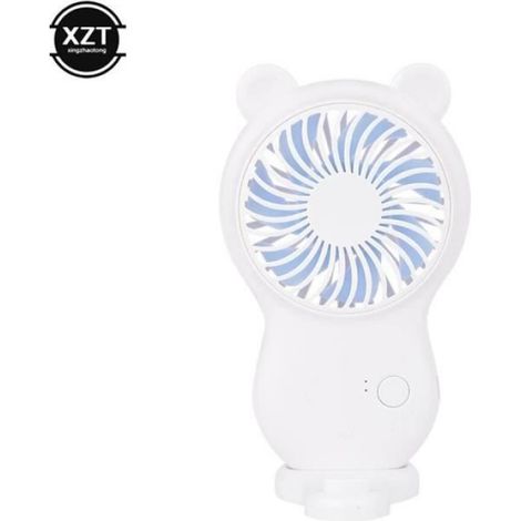 Ventilateur Portable USB - Mini Ventilateur Debout Avec Support - 3 Vitesses - Blanc