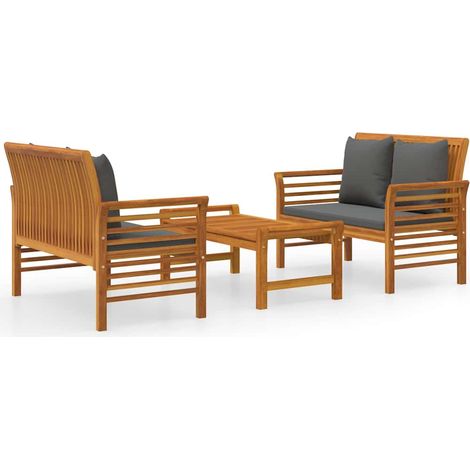 Maison Exclusive - Set Mobili da Giardino 3pz con Cuscini Legno Massello di Acacia (1/5)