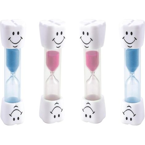 4pcs Sabliers Souriants de 3 Minutes pour Enfants - Minuterie Multifonction pour Le Brossage des Dents, la Cuisine, Le Bureau et Les Jeux, Idéal pour l'Apprentissage du Temps et l'Amusement (4pcs) (1/5)