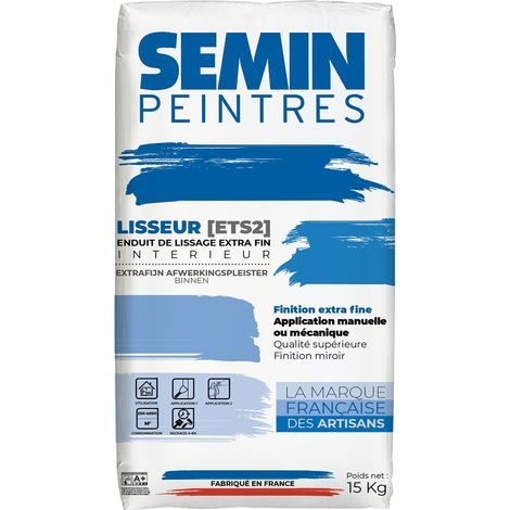 Semin – Enduit de lissage extra fin en poudre 15 kg – Pour murs intérieurs – Granulométrie très fine – Préparation avant peinture haut de gamme