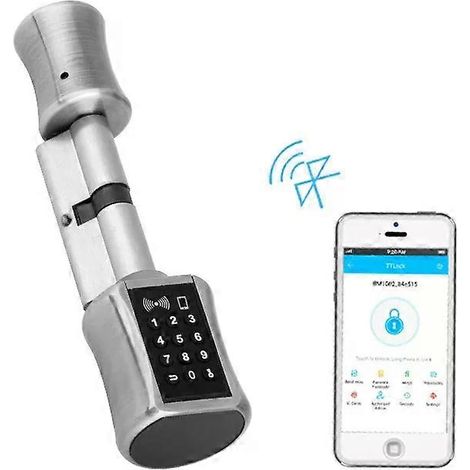 Cylindre de serrure Bluetooth TT, serrure de porte électronique intelligente avec clavier, serrure sans clé pour usage domestique, Airbnb (1/5)