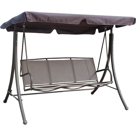 Hollywoodschaukel mit Sonnendach in grau/schwarz GARDA-120, B/H/T: ca. 201/159/130 cm (1/2)