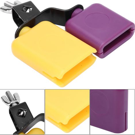 Cloche de Vache en Bois Carré CB30 Jaune-Violet - Percussion pour Animaux avec Son Cristallin et Profond (1/5)