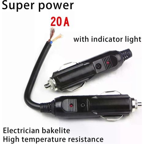 Compatible avec les prises allume-cigare mâles 12 V à 24 V avec témoin lumineux. Adaptateur chargeur pour prise allume-cigare. (1/5)