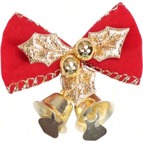 Nœud décoratif de sapin de Noël, coffret cadeau de fête, accessoires de décoration avec cloche, ornements de guirlande pour arbre festif (1/5)