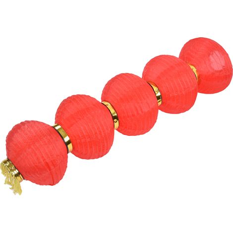 Lanterne solaire LED 10 pouces à 5 guirlandes, étanche, style chinois, décorative en tissu. (1/5)