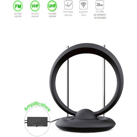ANTENNE TV NUMÉRIQUE TERRESTRE INTERNE AMPLIFIÉE VHF UHF FM POUR CAMPING-CAR PORTABLE