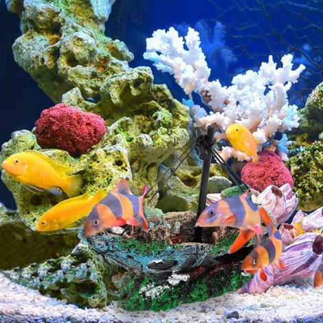 Décoration d'épave de bateau pour aquarium, ornement de navire coulé réaliste pour bassin ou terrarium
