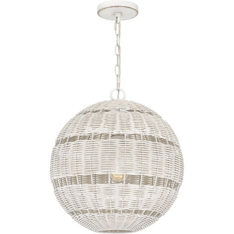 Lampada sospesa esterna rattan bianco ant. E27 IP44 (1/5)