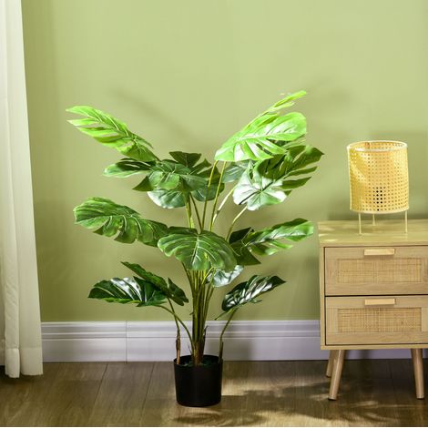 Pianta artificiale Monstera realistica con vaso incluso, plastica verde (1/5)