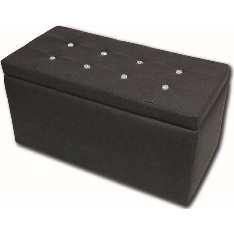 Talamo Italia - Pouf contenitore Felicita, Baule contenitore, Supporto per divano, Poggiapiedi con box, Made in Italy, 90x45 h45 cm, Grigio