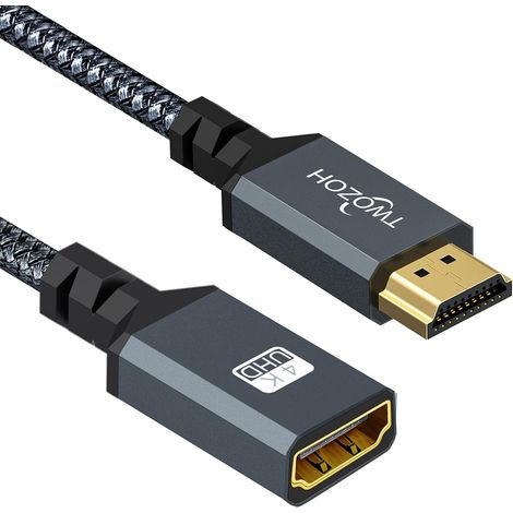 Câble d'Extension HDMI Mâle vers Femelle en Nylon Tressé - Adaptateur 2.0 Compatible 4K à 60 Hz 3D HDR (1M)