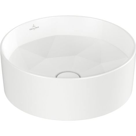 Villeroy & Boch Octagon - Aufsatzwaschtisch, Durchmesser 42 cm, ohne Überlauf, ohne Armaturenbohrung, CeramicPlus, Stone White 5A5640RW (1/2)