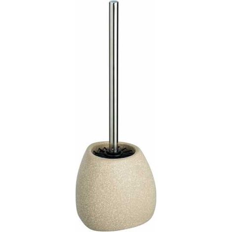 WENKO Portaspazzolino WC Pion, Spazzolino WC in silicone nero, Ceramica, 12,5x38,5x12 cm beige (1/4)